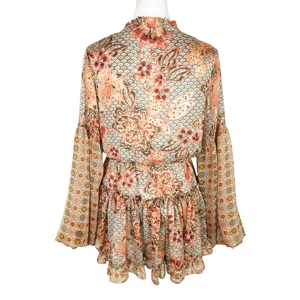 MISA Elisabetta Mini Dress Flora Tile Mix Chiffon Whimsy Boho Feminine Size XS - Picture 7 of 12
